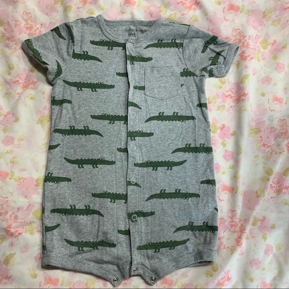Alligator Snap Up short sleeve romper